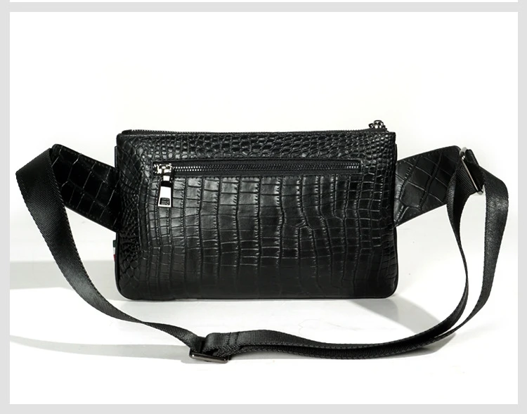 

crocodile leather men casual outdoor belt bag waist pack bags
