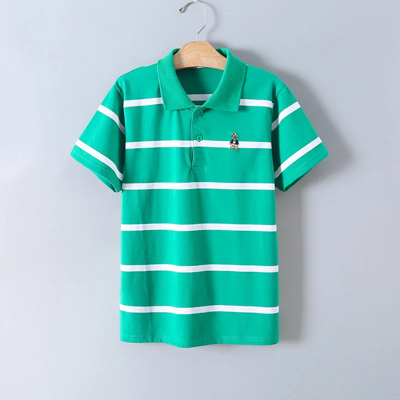 Новинка Детские футболки в полоску с коротким рукавом и круглым вырезом для