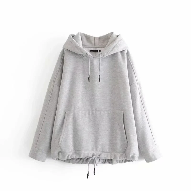 

Women's Sweatshirt Long Sleeves Oversized Hoodie with Drawstring Hood Front Kangaroo Pocket Pullover with Rib Hem Autumn Za2020