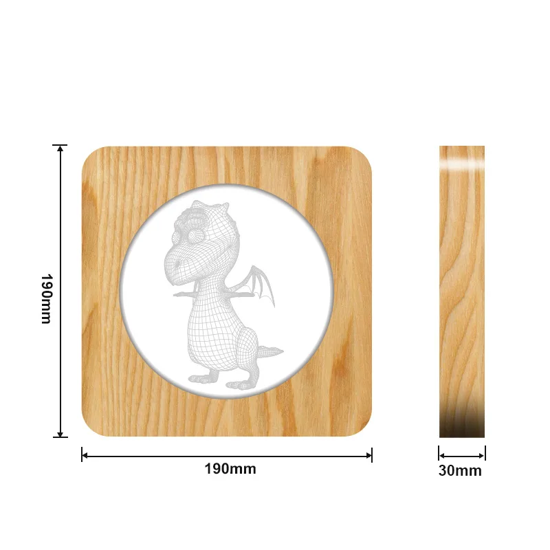

Acecorner 3D LED Dinosaur Elephant Airplane Acrylic Wooden USB Night Lamp Table Light Carving Lamp for Children's Room Decorate