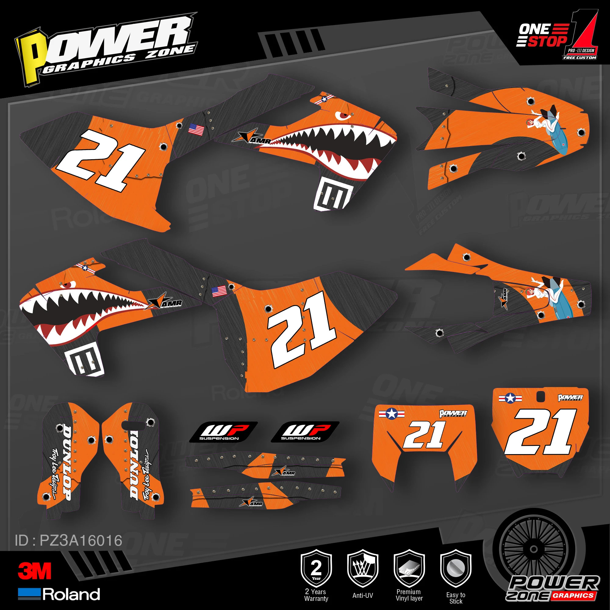 PowerZone Custom Team Graphics наклейки 3M Набор стикеров для Husqvarna 2016-18 TC FC TX FX FS 2017-19 TE FE 125-450cc 16 |