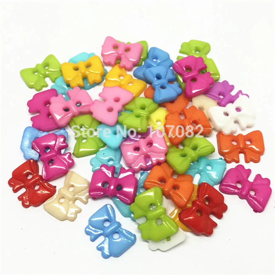 100pcs 14x11mm Baby's Cartoon Bow Shape Buttons Sewing Butterfly Tie DIY Crafts Scrapbooking Cardmaking Embellishments | Дом и сад