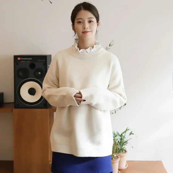 

Beige Red Sweaters Autumn Winter Pullovers Female Clothing Long Sleeve O Neck Casual Loose Knitted Tops Warm Women Sweaters