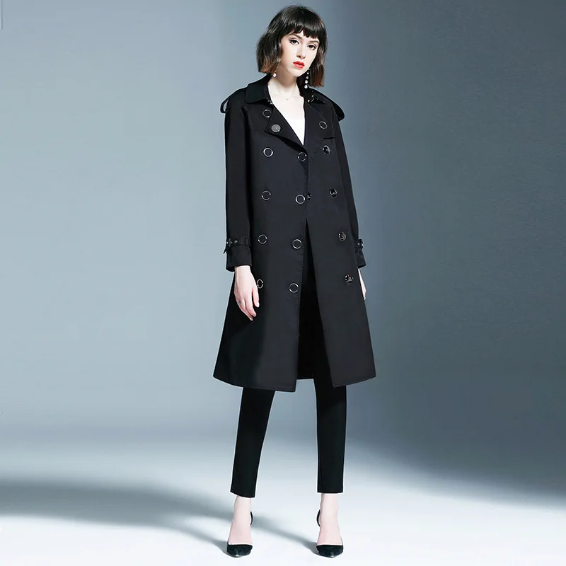 BURDULLY 2020 женская одежда на весну и осень Однотонный женский длинный двубортный