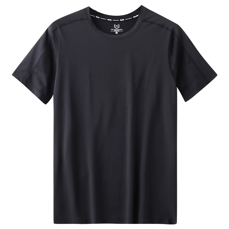 

New Summer Men's Quick-Dry Sports T-Shirt Short Sleeves Ice Silk Breathable Round Lead Walking Fitness Loose Leisure Ice Thin Fa