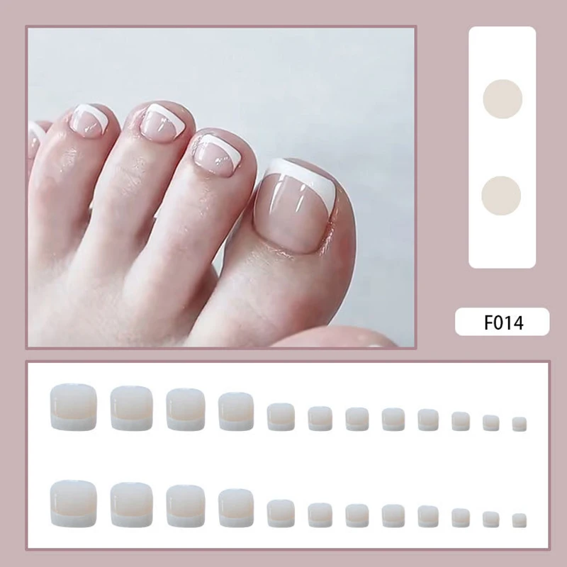 

24pcs ToeNails Patch Glue Type Removable Short Paragraph Nude Color Fashion Manicure False Save Time ToeNails Patch lpfk Sequins