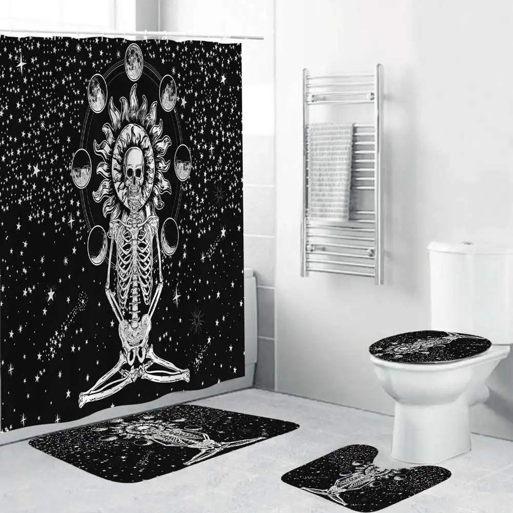 

180x180cm Bathroom Set Waterproof Shower Curtain Bath Cover Bathroom Decor Skeleton Type