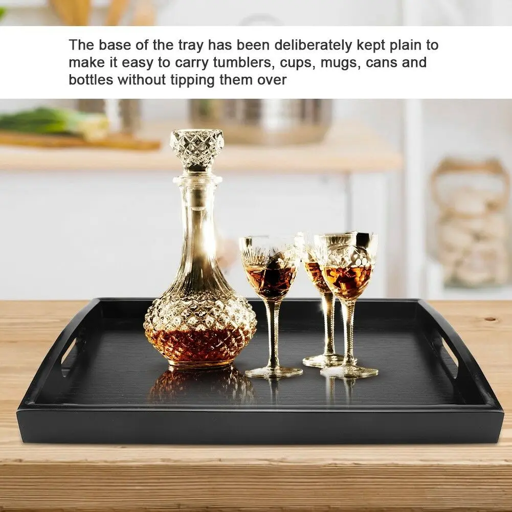 Сервировочный поднос большой черный деревянный прямоугольный Еда лоток Батлер