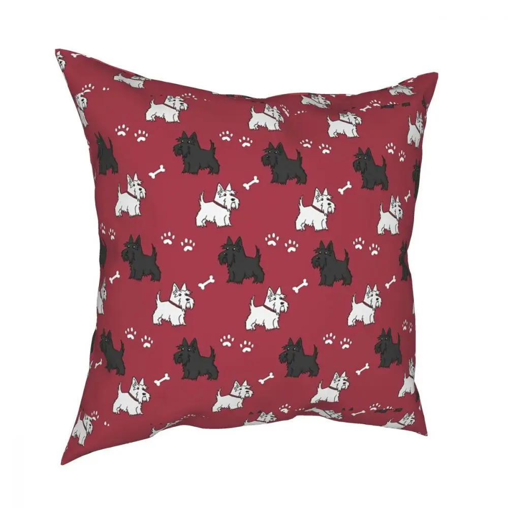 

Red Scottish Terrier Dog Throw Pillow Cover Throw Pillow Scottie Tartan Skye Customized Pillowcase
