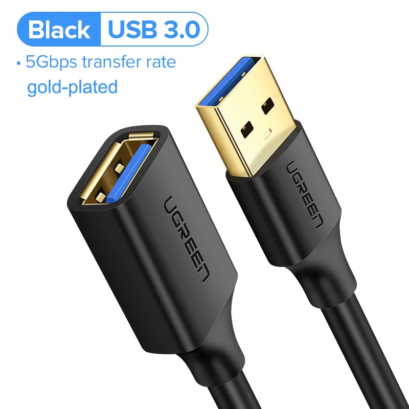 USB3.0-Black Ugreen USB кабель-удлинитель USB 3,0 кабель для умный принтер PS4 SSD USB3.0 2,0 для удлинителя данных шнур мини USB кабель-удлинитель - Цвет: USB3.0-Black