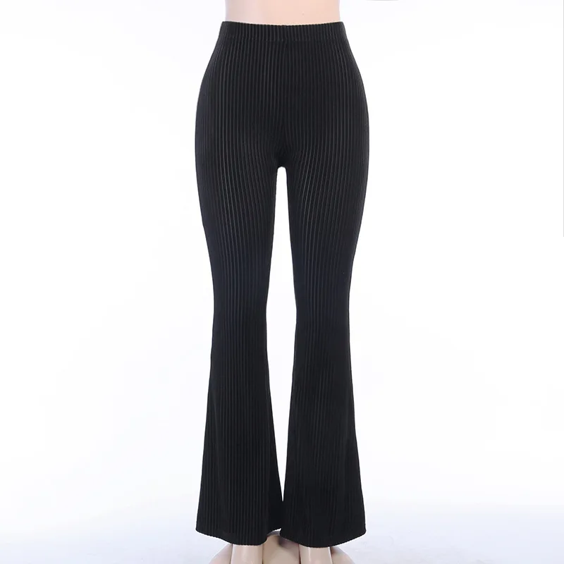 

Fannic 2020 Winter Street Casual Loose Mid Waist Black Flared Pants Women