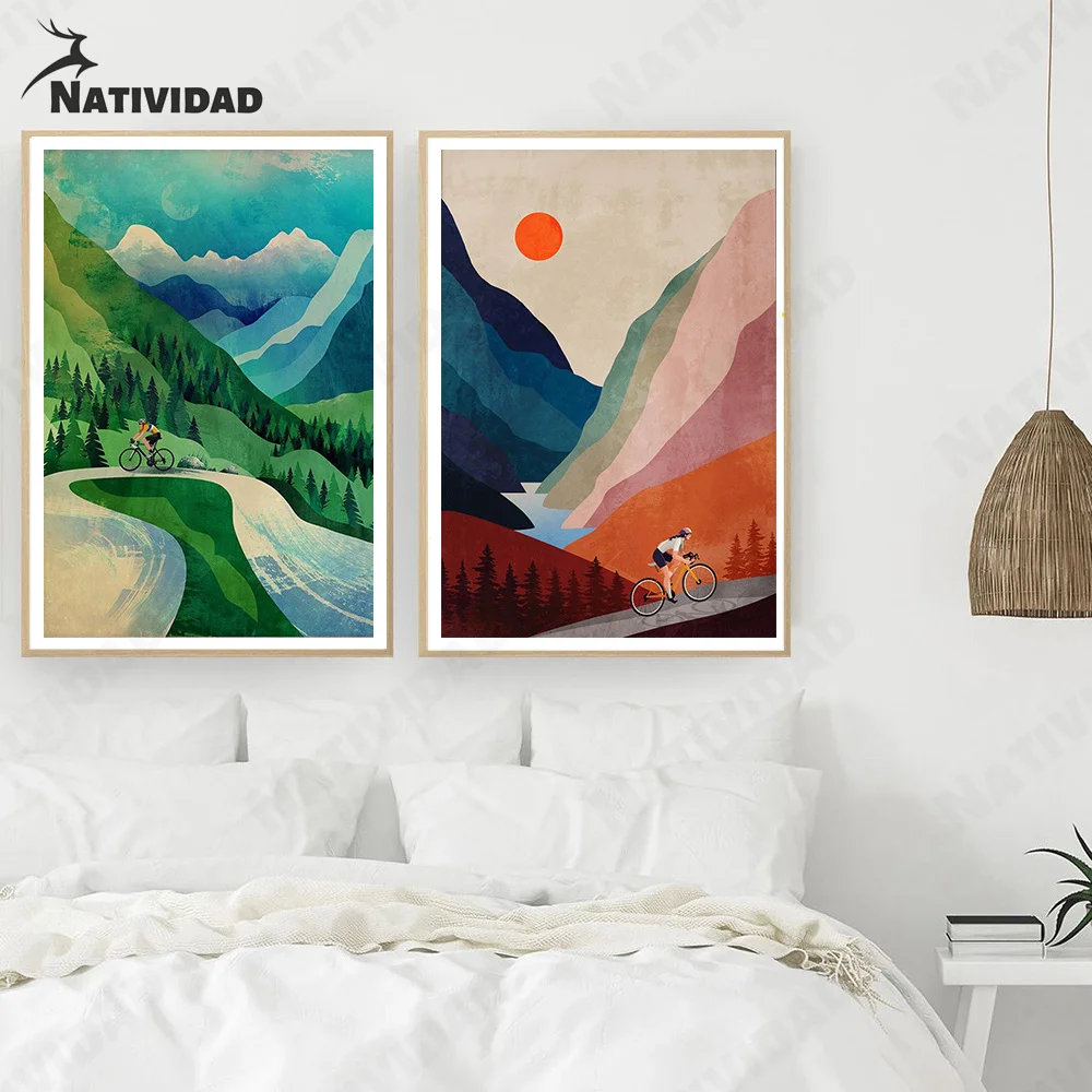

Watercolor In The Mountains Car Canvas Painting Home Aesthetics Decoration Modern Red Abstract Poster Art Wall Living Room Decor