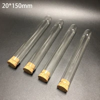 20pcsset 20x150mm rround bottom glass test tubes with cork stoppers laboratory lab school educational stationery