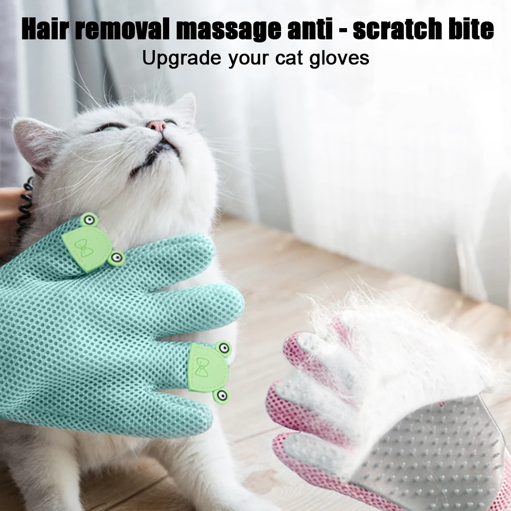 Pet Deshedding кисть перчатки с рисунком собачки и котика Уход за лошадьми перчатка