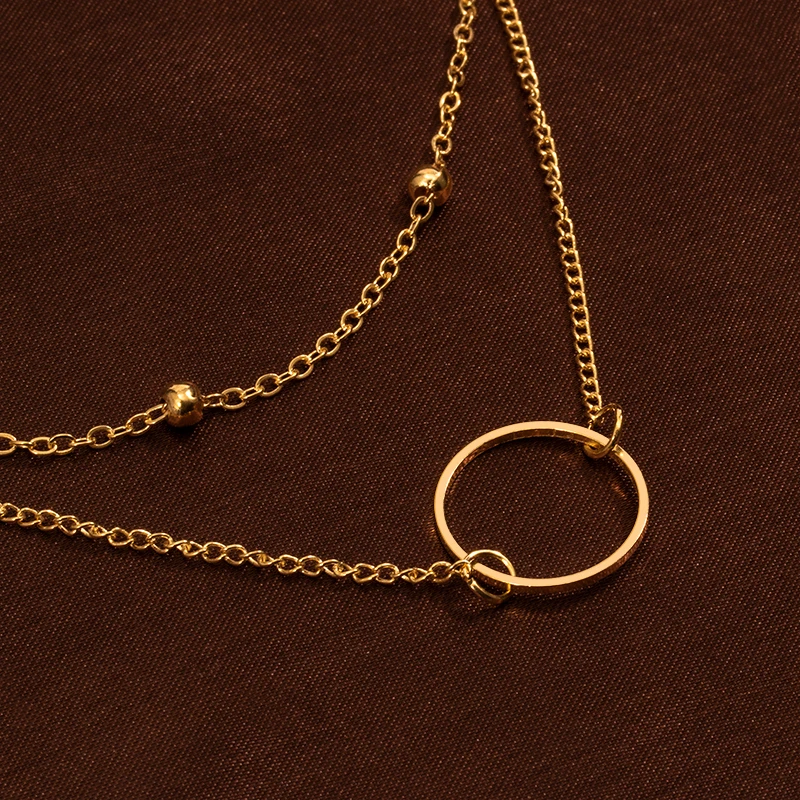 

NEW Choker Chains Necklace Women Two Layer Round Necklaces Gold Color Necklace Chocker Neck Fashion SET collier femme collar ras