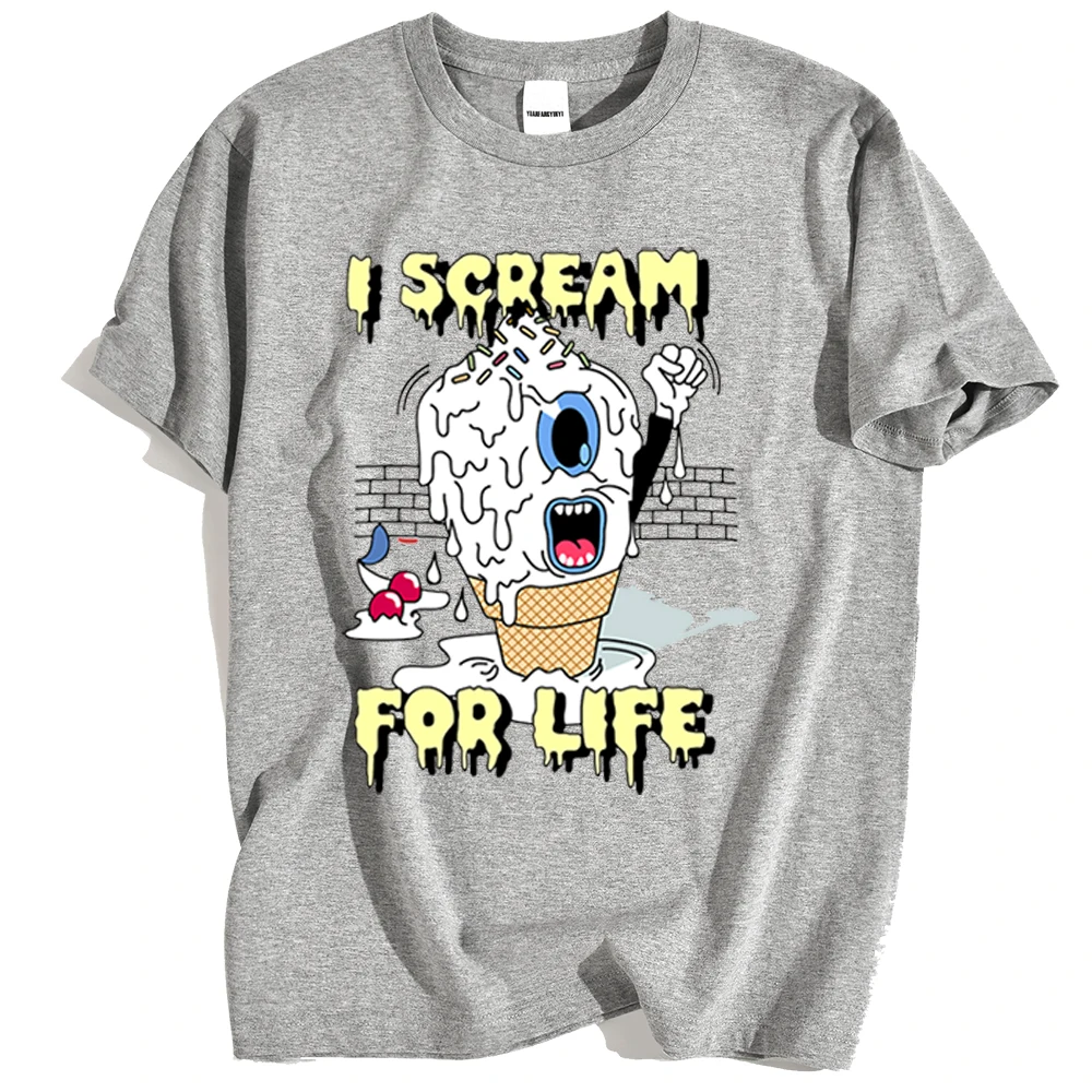 Креативная мужская одежда с принтом мороженого свободные простые футболки