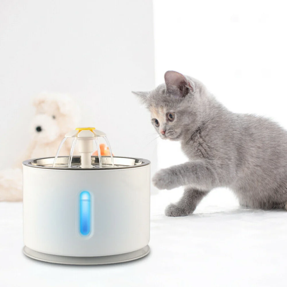 

1Pc LED Automatic Water Dispenser Pet Circulating Fountain Water Feeding Bowl Pet Supplies for Home Store(Grey, UK Plug)