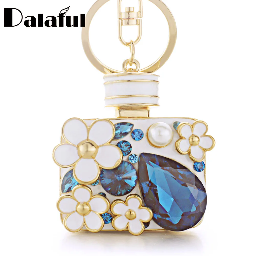 Dalaful эмалевый цветок Стразы бутылки брелки кристалл сумка кулон для автомобиля