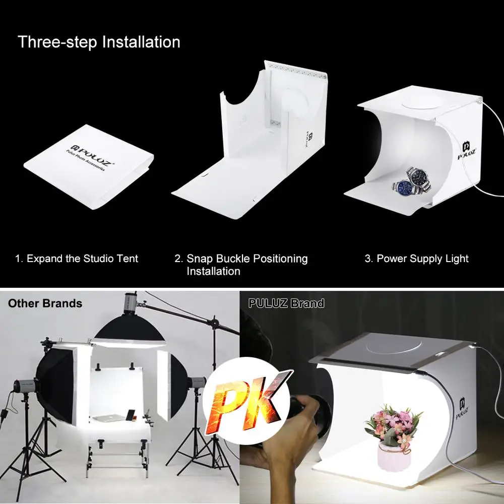 20cm Include 2 LED Panels Folding Portable 1100LM Light Photo Lighting Studio Shooting Tent Box Kit with 6 Colors Backdrops | Электроника