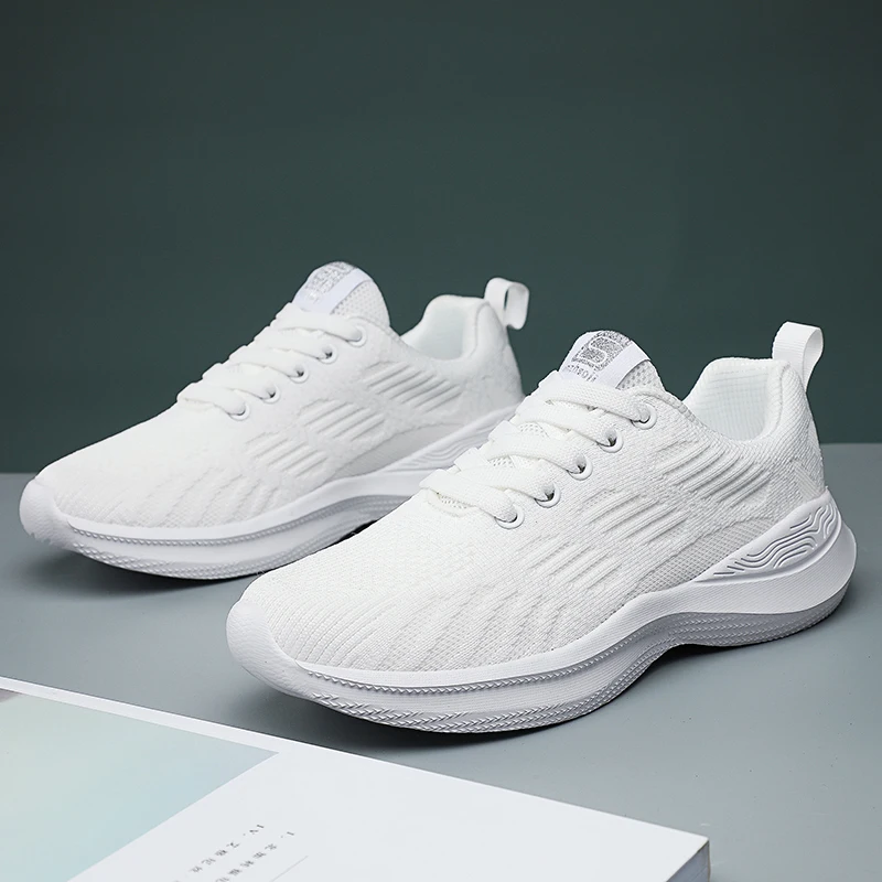 

Кроссовки женские сетчатые на плоской подошве, повседневные Модные дышащие сникерсы со шнуровкой, модная Уличная обувь для ходьбы