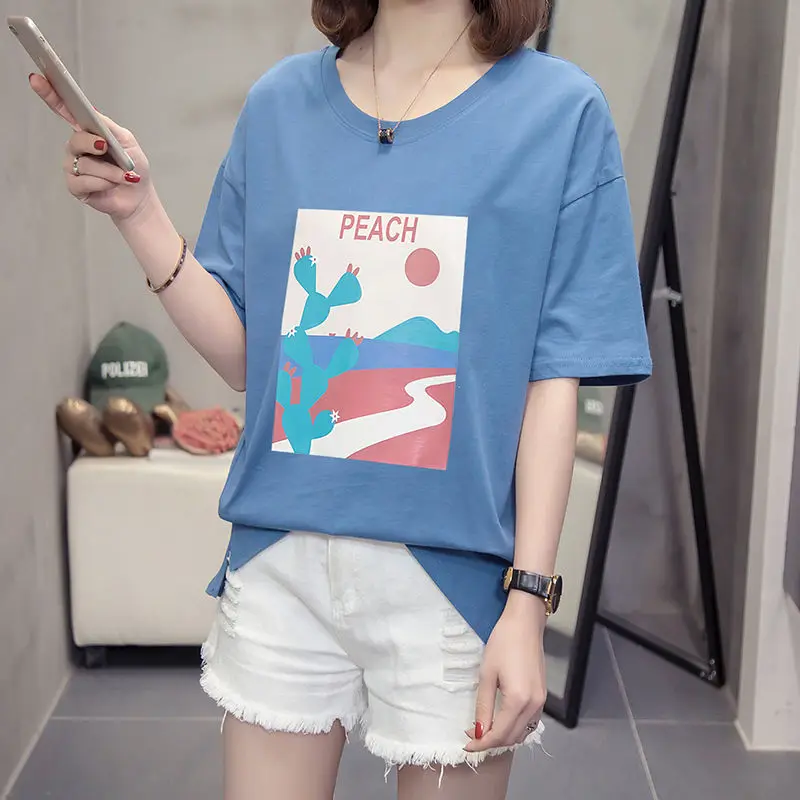 

Large size age reduced half sleeve T-shirt 200kg summer wear show thin short sleeve T-shirt loose belly cover show thin base s