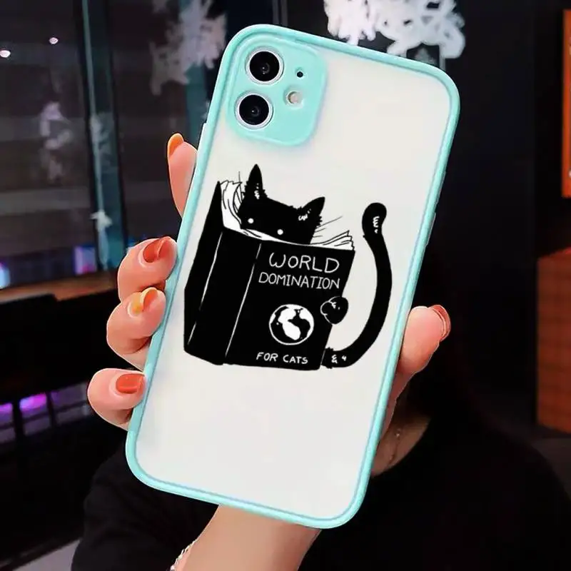 

Cartoon cute cat Phone Cases Matte For iPhone 12 Mini 11 Pro XR XS Max 7 8 Plus X Hard PC Back Cover