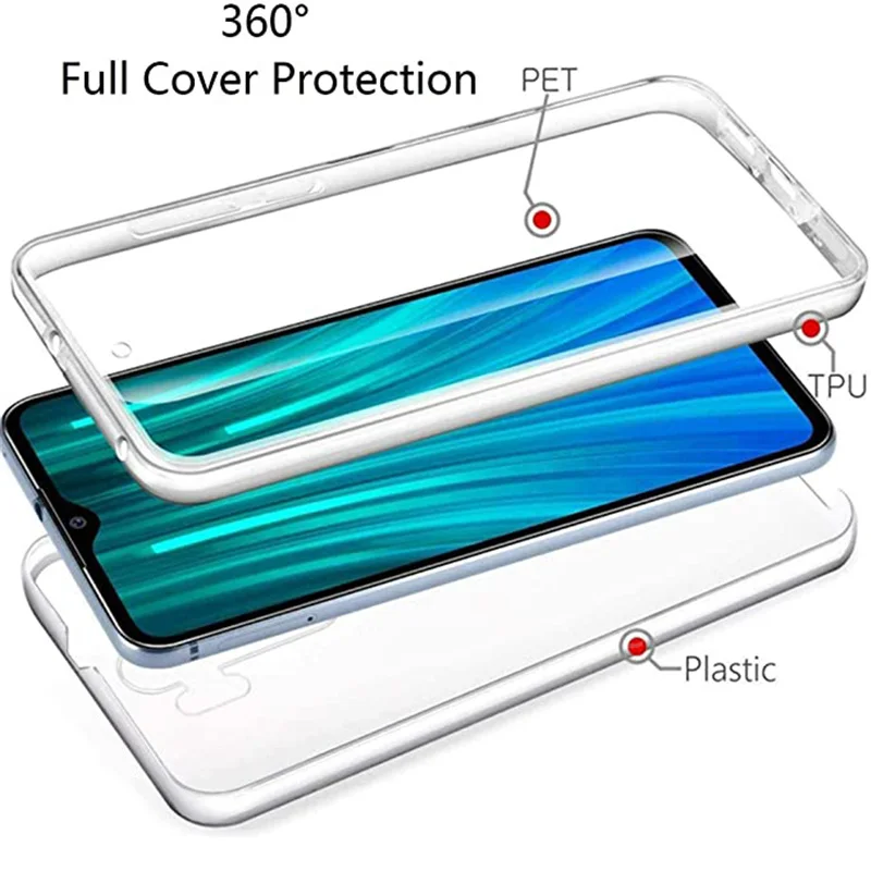 Двойной противоударный силиконовый чехол для Redmi Note 8 Pro 2021 Xiaomi 8A 360 корпус с полным