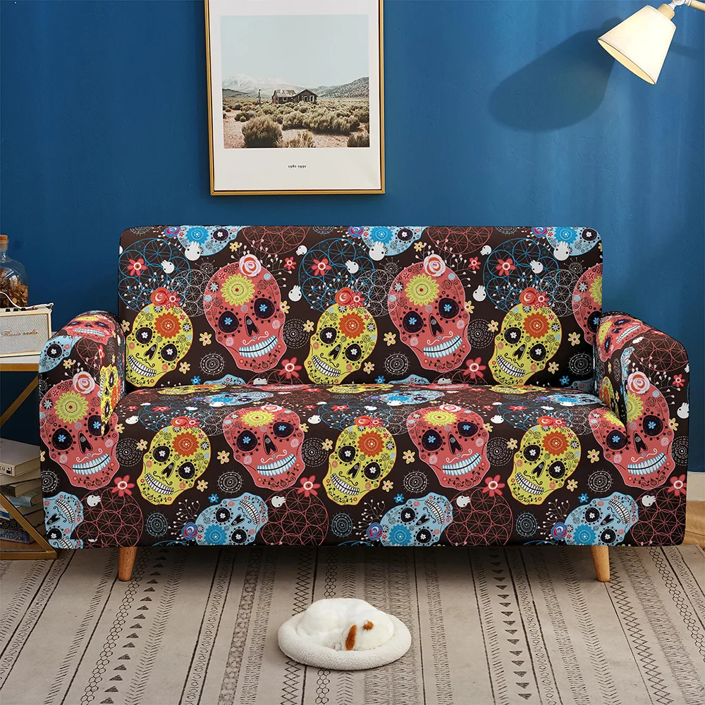 

New 3D Print Skull Stretch Non-Slip Couch Sofa Covers Slipcover 1/2/3/4 Seater