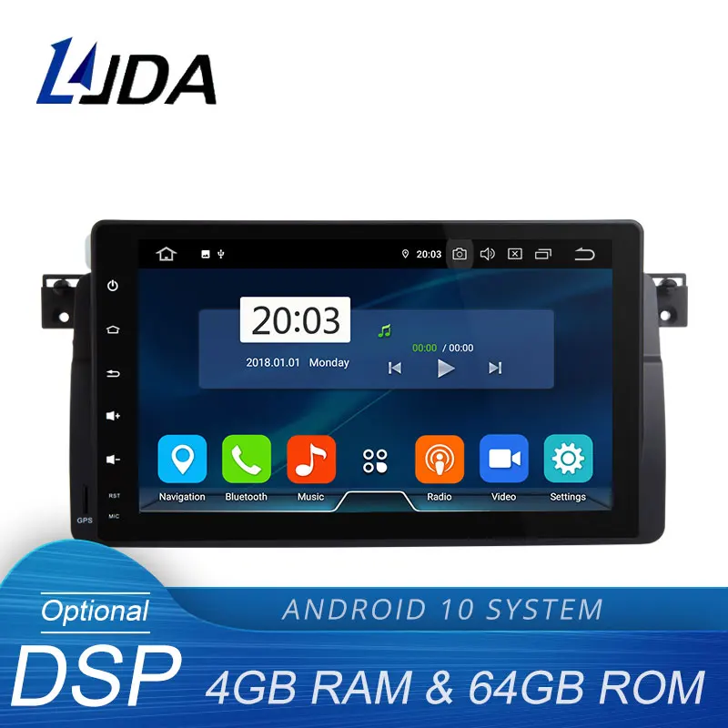 

LJDA Android 10.0 Car Multimedia Player For BMW E46 3 Series 318 320 325 M3 1 Din Car Radio GPS Navigation Stereo 4G+64G DSP IPS