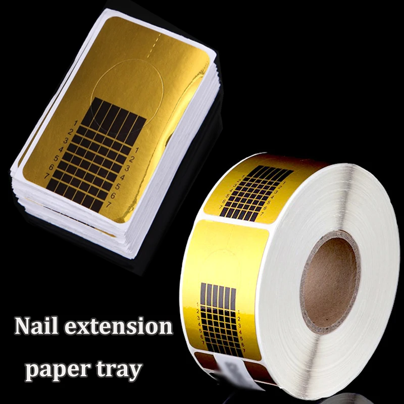 

50/100pcs Professional Gold Acrylic Nail Art Forms Nail Extension UV Gel Polish French Builder Stencils Guide Paper for Manicure