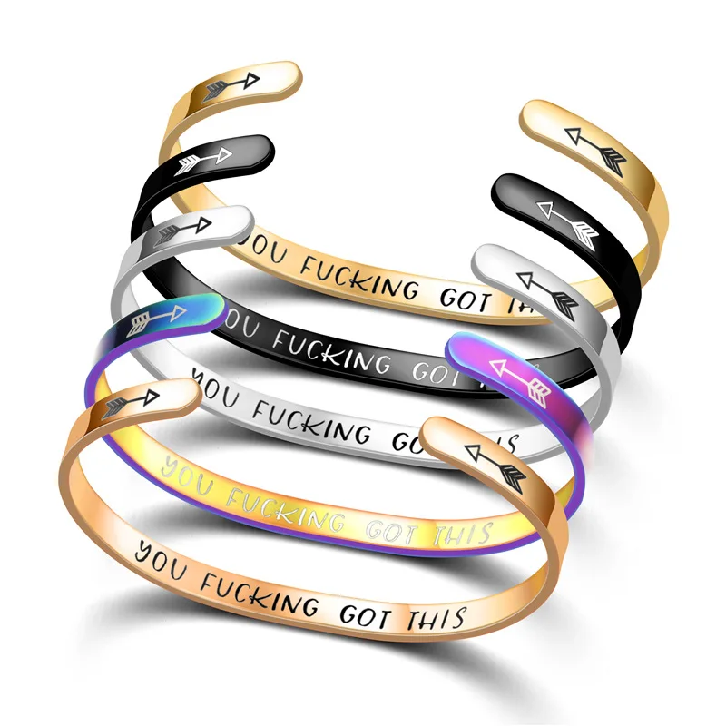 

Stainless Steel YOU FUCKING GOT THIS Bracelets Bangles for Woman Cubic Golden Woman Fashion Jewelry Silver Rose Gold Gift