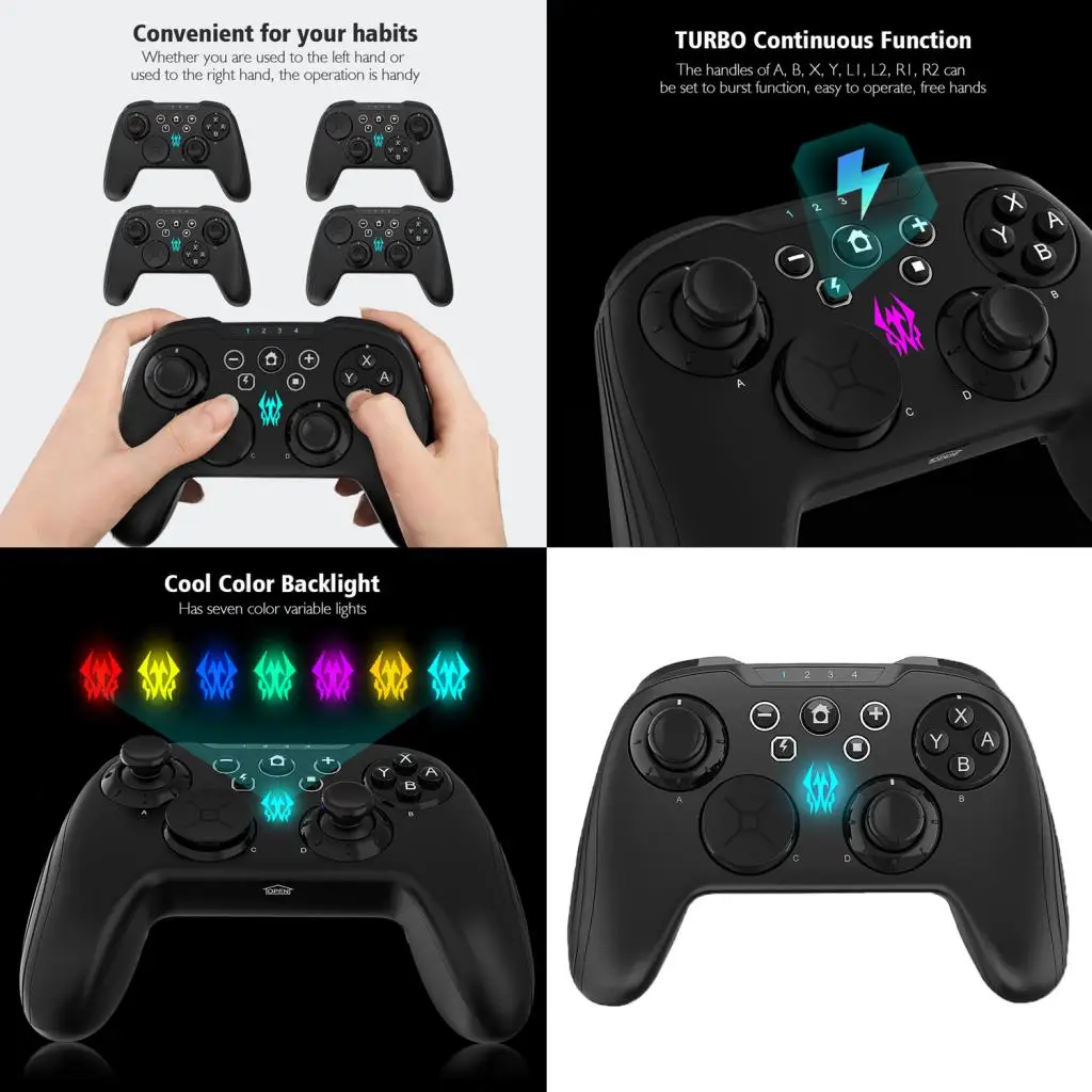 Игровой контроллер беспроводной джойстик геймпад с семью переменными цветами