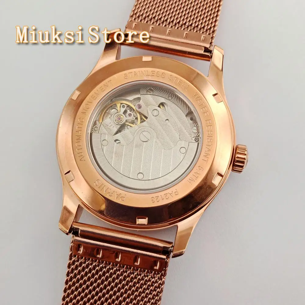 Мужские механические часы Parnis 41 мм роскошные цвета розового золота Циферблат