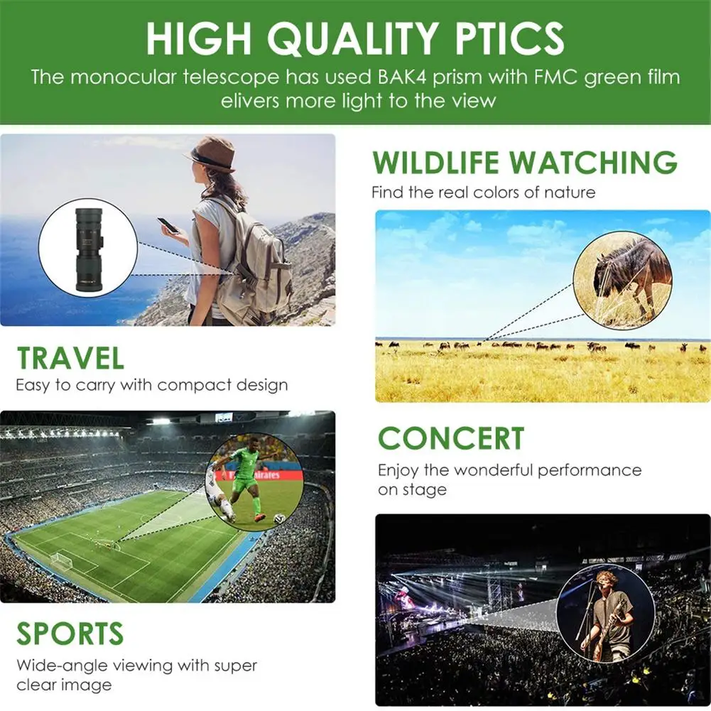 

8-24X Super Telephoto Zoom Monocular Telescope High Power HD Monocular With Holder For Hiking Camping Travelling