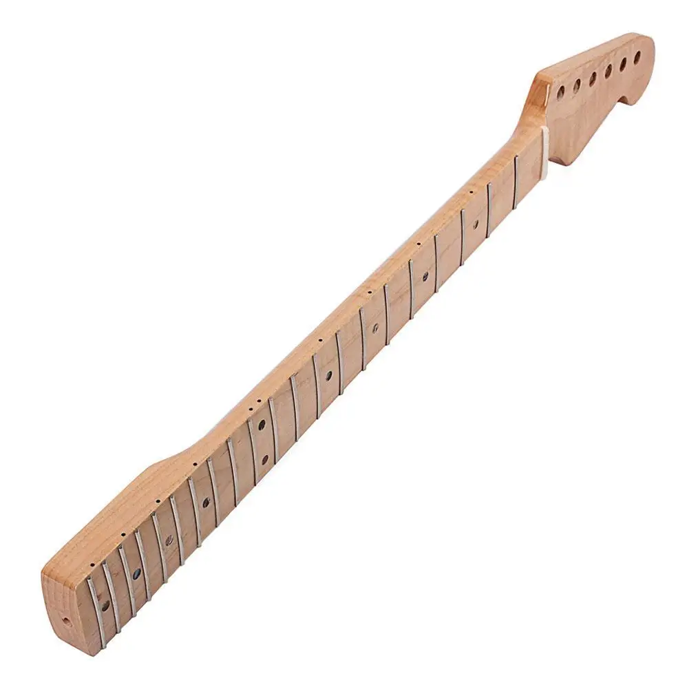 

21 Maple Wood Fret Maple Glossy Natural ST Electric Guitar Neck Fingerboard Replacement with Necessary Guitar Parts Accessories
