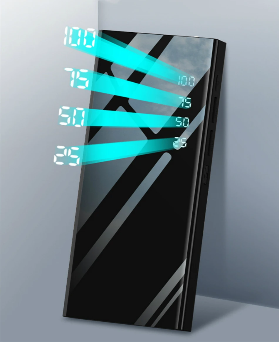 30000 зеркало power Bank для iPhone samsung Xiaomi Внешняя батарея 2 USB power Bank портативное зарядное устройство для мобильного телефона power Bank