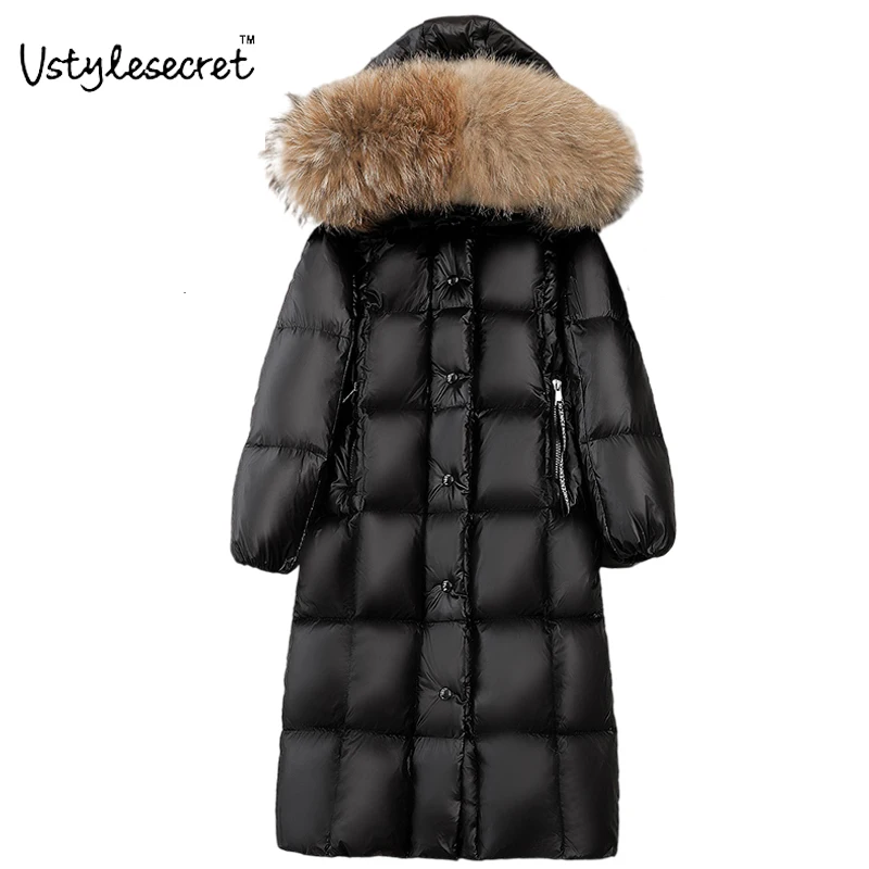 

пуховик женский With Faux Fur Collar Winter Warm Windproof Solid Down Menteaux Femme Thicked Long Coat For Women 2021 U10862