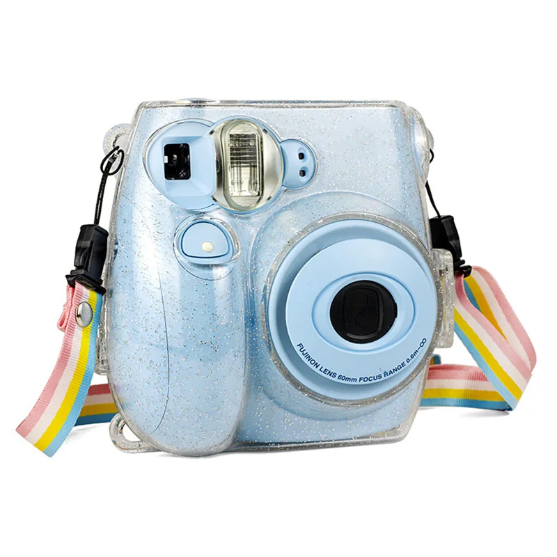 Блестящий Кристальный корпус для Fujifilm Instax Mini 7 S/7C чехол для камеры с красочным ремешком для мгновенного Mini7S/Mini 7C светильник