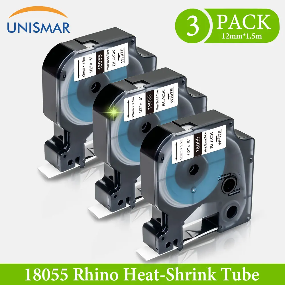 Промышленные термоусадочные трубки Unismar 3X для DYMO 18055 12 мм этикетки Rhino 1000 3000 4200 5200