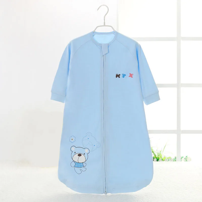 

Spring Autumn Single Layer Cotton Baby Sleeping Bag Non-detachable Sleeve Children Piece Pajamas Baby Anti-kick Quilt Artifact