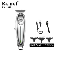 kemei 1949 professional hair clipper all metal men electric cordless hair trimmer 0mm baldheaded t blade finish haircut machine