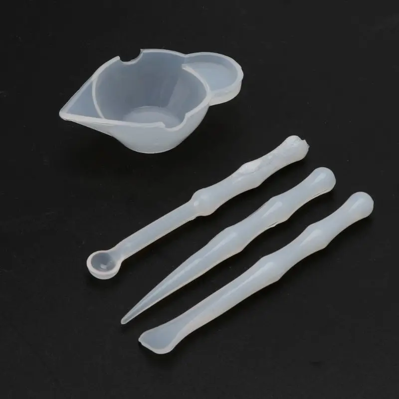 

Y1UE 4Pcs Silicone Mixing Cups Measuring Cups Stirrers Spoon Scraper For Resin Mold DIY Resin Jewelry Making Tools Kit