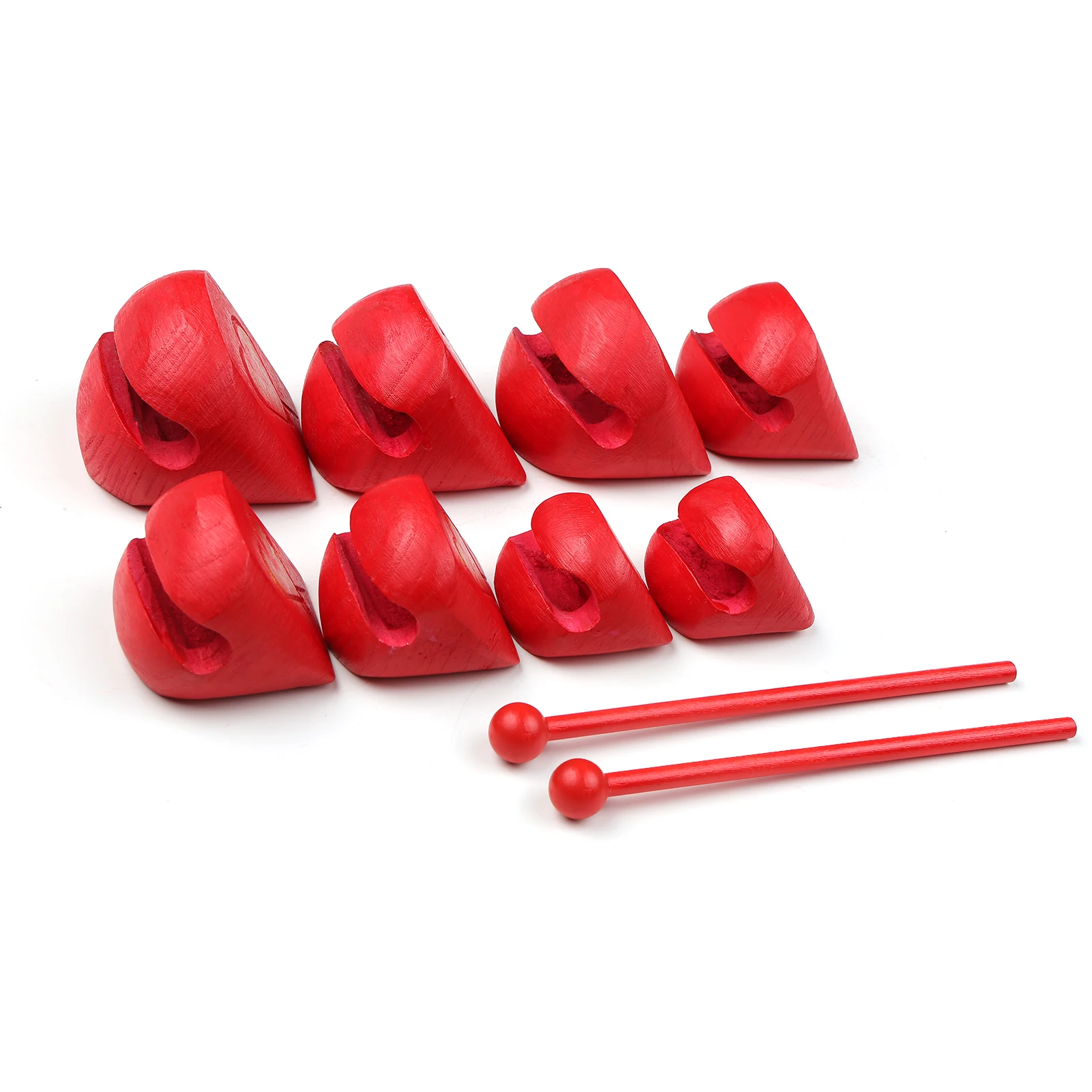 

8pcs Temple Block Chinese Wooden Knocker Buddhist Wood Fish with Mallet Drum & Percussion Accessories