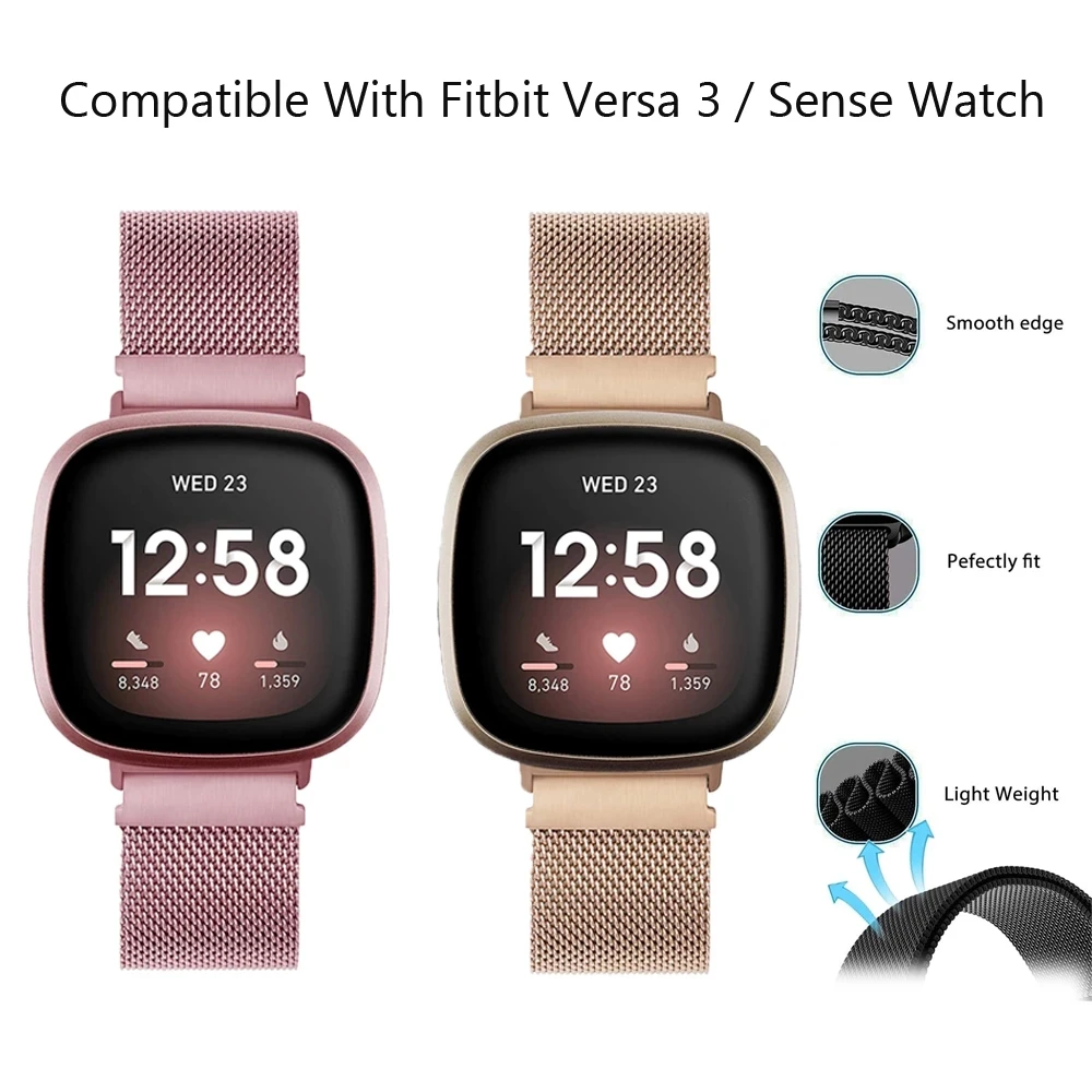 

Magnetic Loop Stainless Steel Strap for Fitbit versa 3 Smart Watch Band Replacement Soft belt for Fitbit Sense Metal wirstband
