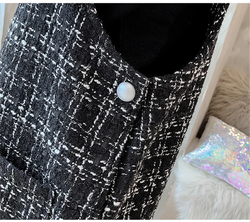 Осенне-зимний новый свитер с высоким воротником + шерстяное платье-жилет 2