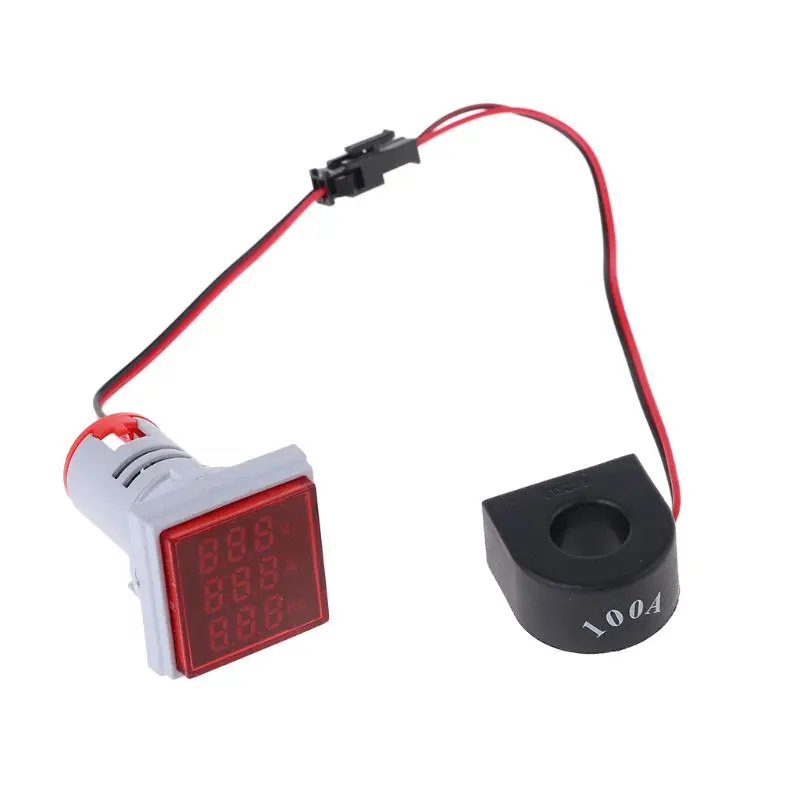 

Digital AC 60-500V 0-100A 20-75Hz Ammeter Voltmeter Hz Current Frequency Meter with Signal Light Led Voltage Amp Hz Indicator