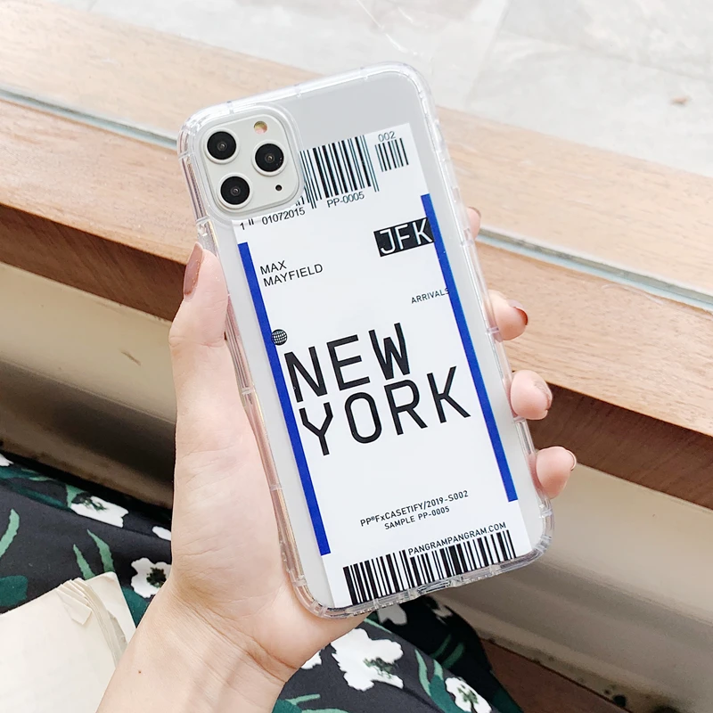KEXIN Funny Travel Label Country Phone Case For iPhone 11 Pro XS MAX XR X 7 8 Plus Flight Ticket Letter Soft Silicone Back Cover |