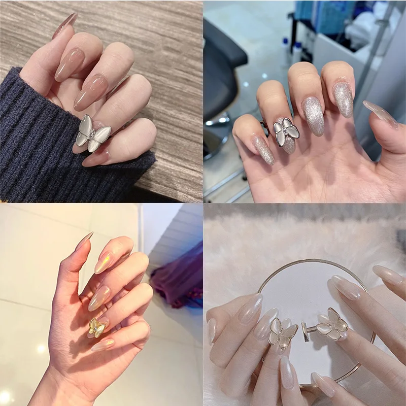 

24Pcs Glossy Small Butterfly Desgin False Nails Lady Artificial Fake Nails DIY Press On Finger Tips Manicure Z1019