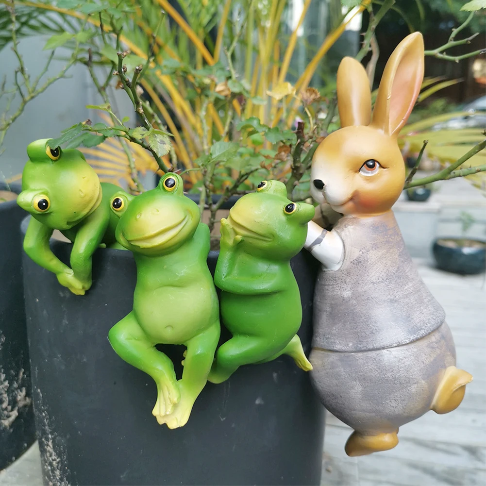 4 шт мультфильм моделирование милый серый кролик лягушка украшение для сада