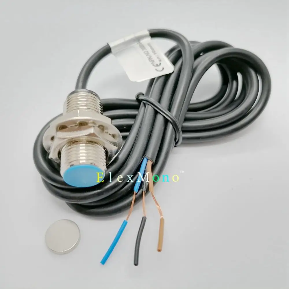 Hall Effect Sensor NPN NO 2500Hz 3-wires 5-30V DC Proximity Switch normally open for speed test tachometer